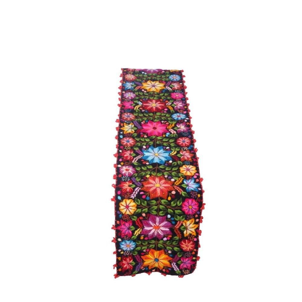 Embroidery Floral, Peruvian Hand-Woven Table Runner |Multi Color Flowers Peruvia